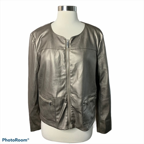 Liz Claiborne NWT Faux Leather Jacket Blazer - Picture 4 of 11